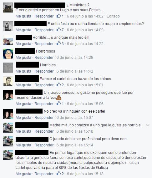 Críticas realizadas en las redes sociales sobre el cartel del San Froilán 2016